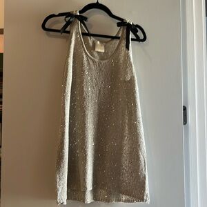 Sequin Top with Bow Tie Shoulder Details
